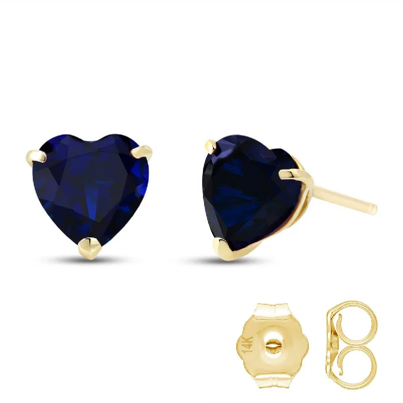 Granite shard earrings-3.1 Carat 14K Solid Yellow Gold Stud Earrings Natural Heart Sapphire