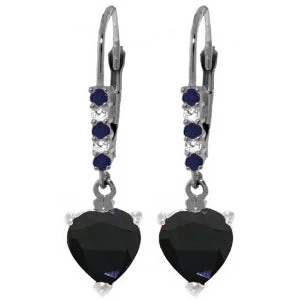 Willow wood earrings-3.28 Carat 14K Solid White Gold Splendor Of The Night Sapphire Diamond Ea