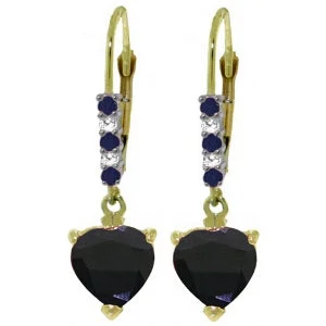 Maple nut earrings-3.28 Carat 14K Solid Yellow Gold Hotcold Sapphire Diamond Earrings