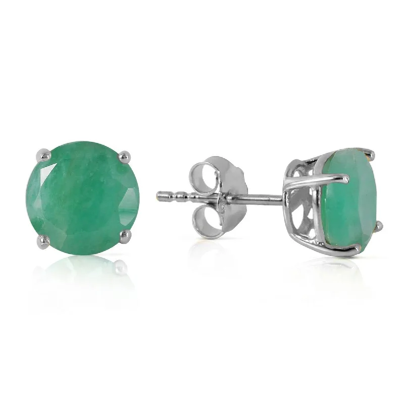 Embossed design earrings-3.3 Carat 14K Solid White Gold She Be The One Emerald Earrings