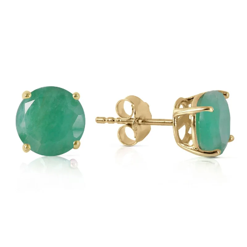 Sealed stone earrings-3.3 Carat 14K Solid Yellow Gold Girl An Attitude Emerald Earrings