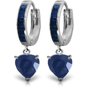 Hemp wrap earrings-3.95 Carat 14K Solid White Gold I Lay In Bed Sapphire Earrings