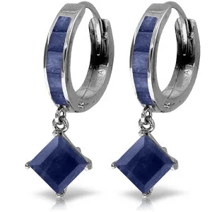 Crystal vein earrings-4.2 Carat 14K Solid White Gold Far Flung Sapphire Earrings