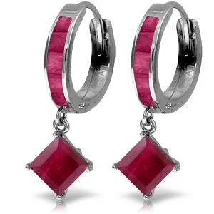 Blended grain earrings-4.2 Carat 14K Solid White Gold Reinvension Ruby Earrings