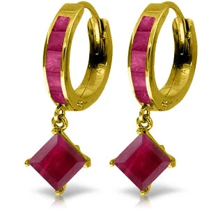 Shattered gem earrings-4.2 Carat 14K Solid Yellow Gold Ladeeda Ruby Earrings