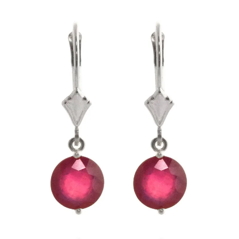 Basil sprig earrings-4 Carat 14K Solid White Gold Light And Free Ruby Earrings