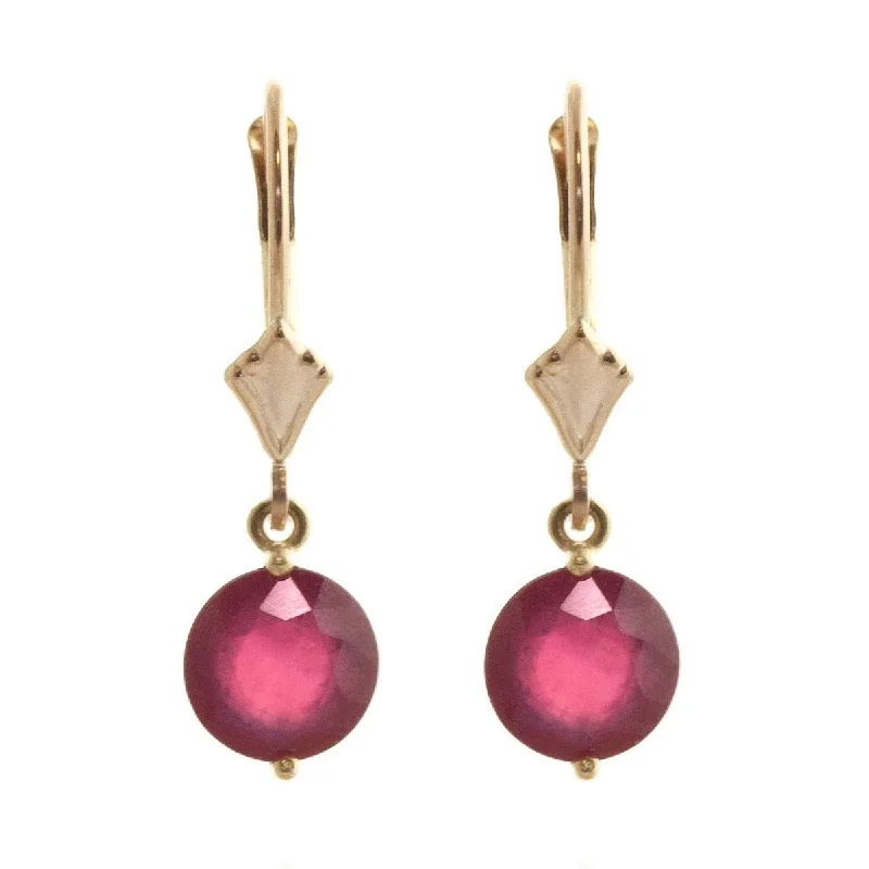 Flax seed earrings-4 Carat 14K Solid Yellow Gold Trendsetter Ruby Earrings