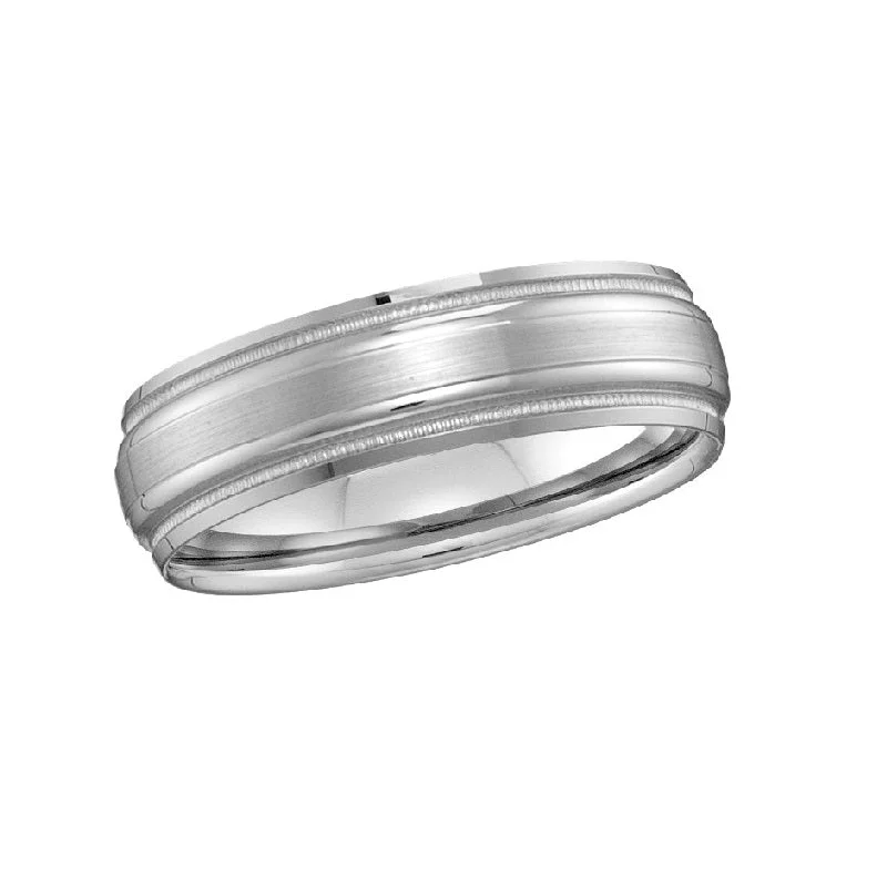 Crystal vein ring-6MM Wedding Ring in 10KT White Gold