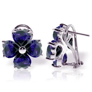 Floral weave earrings-7.2 Carat 14K Solid White Gold Swing Sapphire Earrings