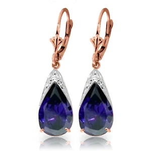 Fine swirl earrings-9.3 Carat 14K Solid Rose Gold Ocean Sapphire Earrings