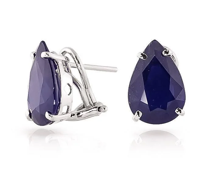 Pine twig earrings-9.3 Carat 14K Solid White Gold Gem Of A Moment Sapphire Earrings