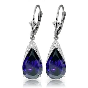 Crest gem earrings-9.3 Carat 14K Solid White Gold Take The Initiative Sapphire Earrings