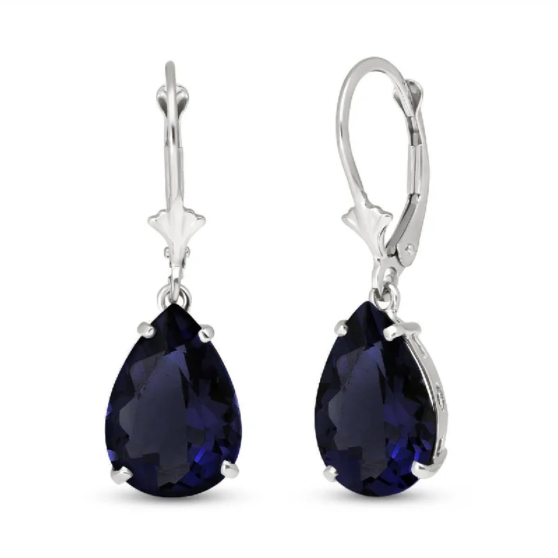 Tulip petal earrings-9.3 Carat 14K Solid White Gold Testimony Sapphire Earrings