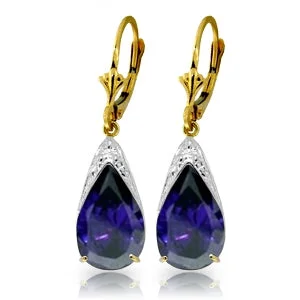 Antique mine earrings-9.3 Carat 14K Solid Yellow Gold Catch The Wave Sapphire Earrings