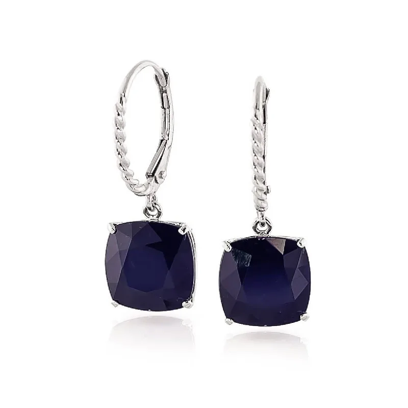 Blended grain earrings-9.66 Carat 14K Solid White Gold Anxious Anticipation Sapphire Earrings