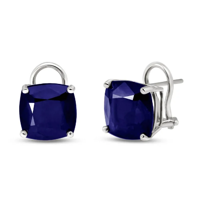 Ribbed edge earrings-9.66 Carat 14K Solid White Gold What A Party Sapphire Earrings