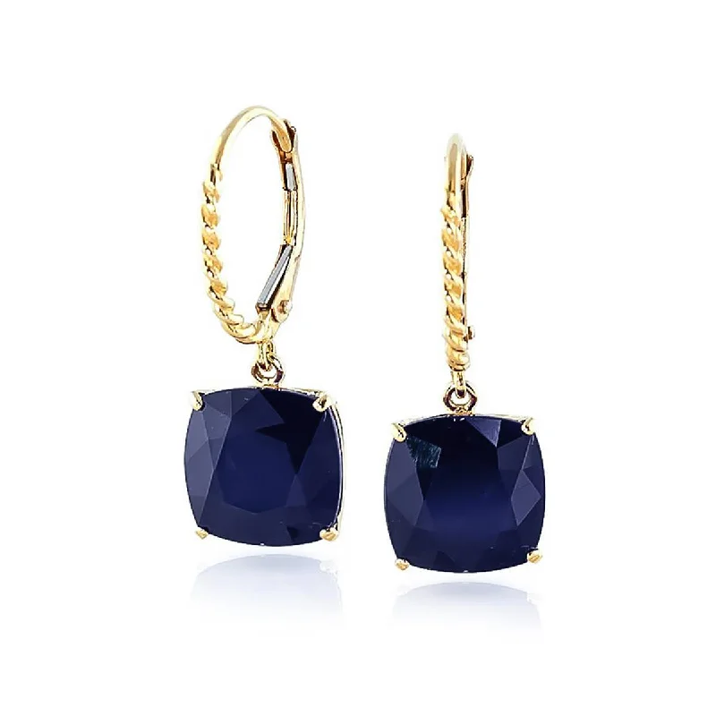 Shattered gem earrings-9.66 Carat 14K Solid Yellow Gold Mediterranean Isle Sapphire Earrings