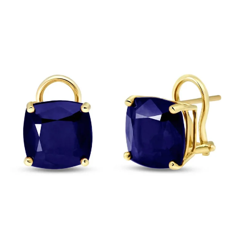 Toned hue earrings-9.66 Carat 14K Solid Yellow Gold Provocative Sapphire Earrings