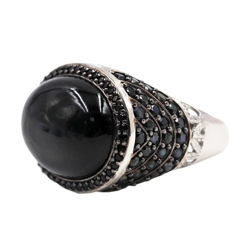 Spectral set ring-925 Sterling Silver Black Onyx and Black Spinel