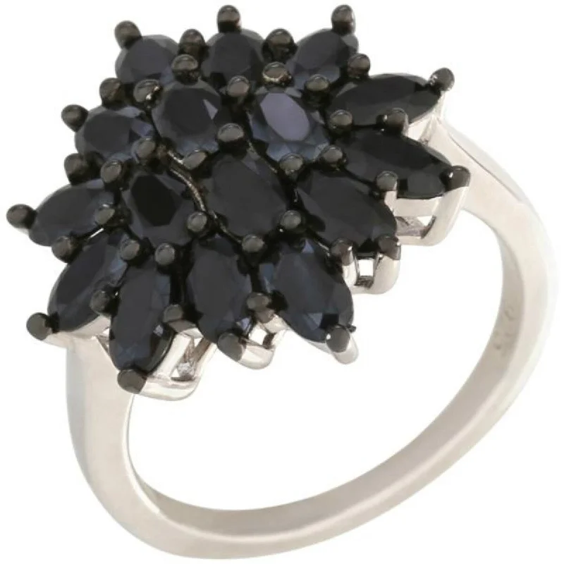 Floral weave ring-925 Sterling Silver Black Spinel Gemstone Ring