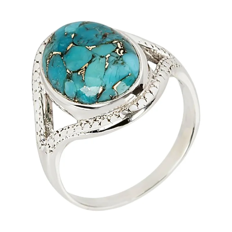 Lunar design ring-925 Sterling Silver Blue Copper Turquoise Classic Ring