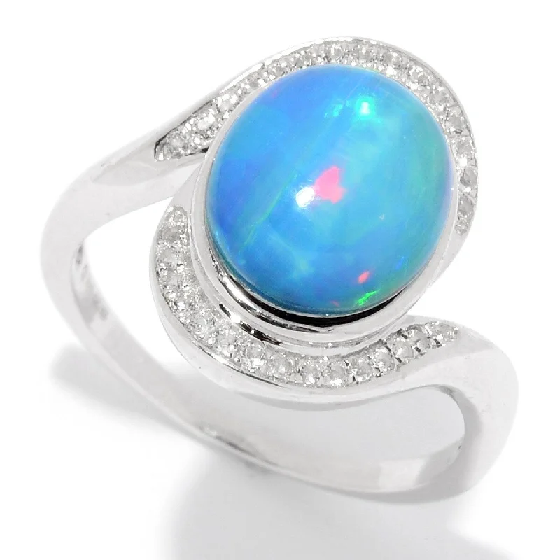 Lily set ring-925 Sterling Silver Ethiopian Opal Doublet Ring