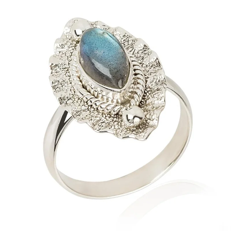 Border gem ring-925 Sterling Silver Labradorite Ring