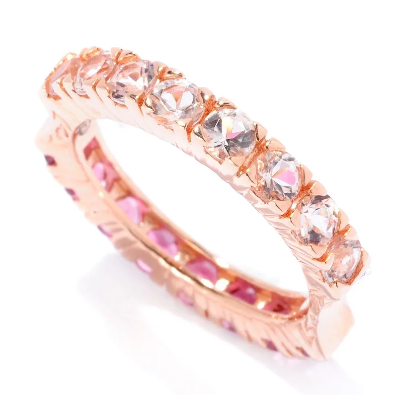 Ocean crest ring-925 Sterling Silver Morganite and Pink Tourmaline Ring