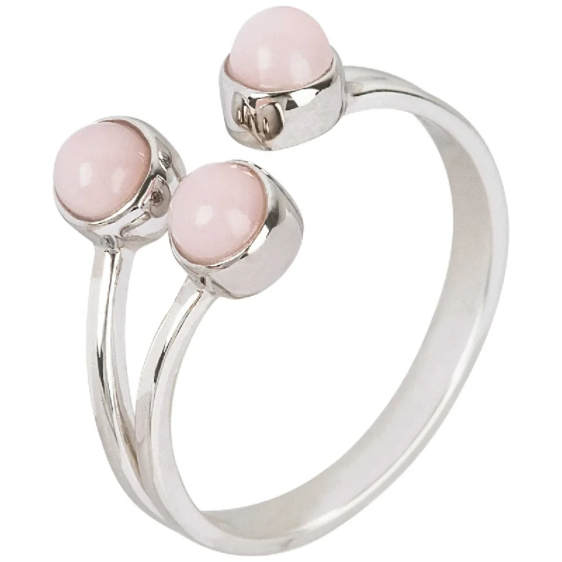 Twisting vine ring-925 Sterling Silver Pink Opal 3-Stone Ring