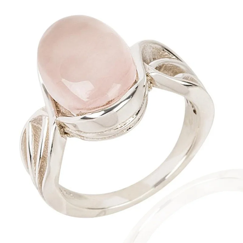 Tartan weave ring-925 Sterling Silver Rose Quartz Classic Ring