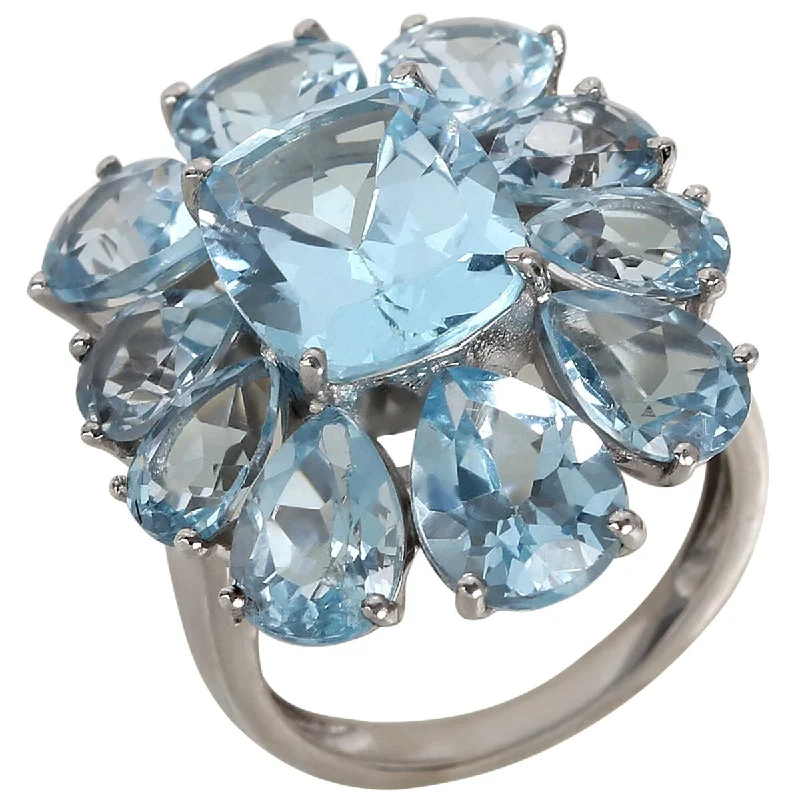 Rotating gem ring-925 Sterling Silver Sky Blue Topaz Ring