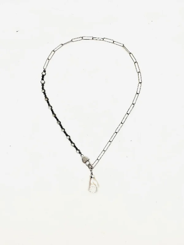 Scratched finish necklace-Anais Moonstone Hand Necklace