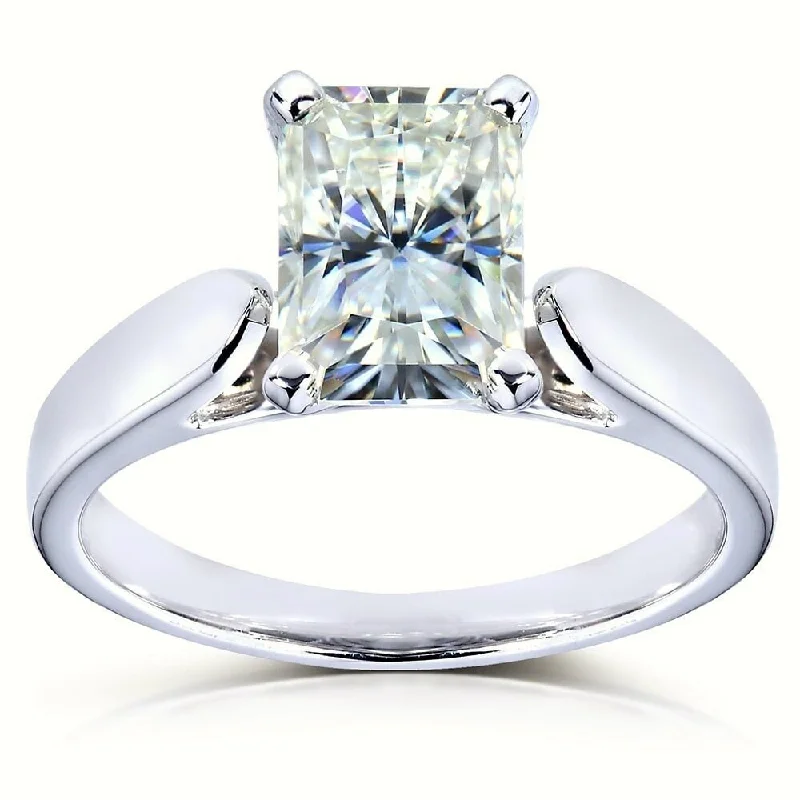 Ocean crest ring-Annello by Kobelli 14k White Gold 1 1/5ct Radiant Moissanite (HI) Solitaire 4-prong Engagement Ring