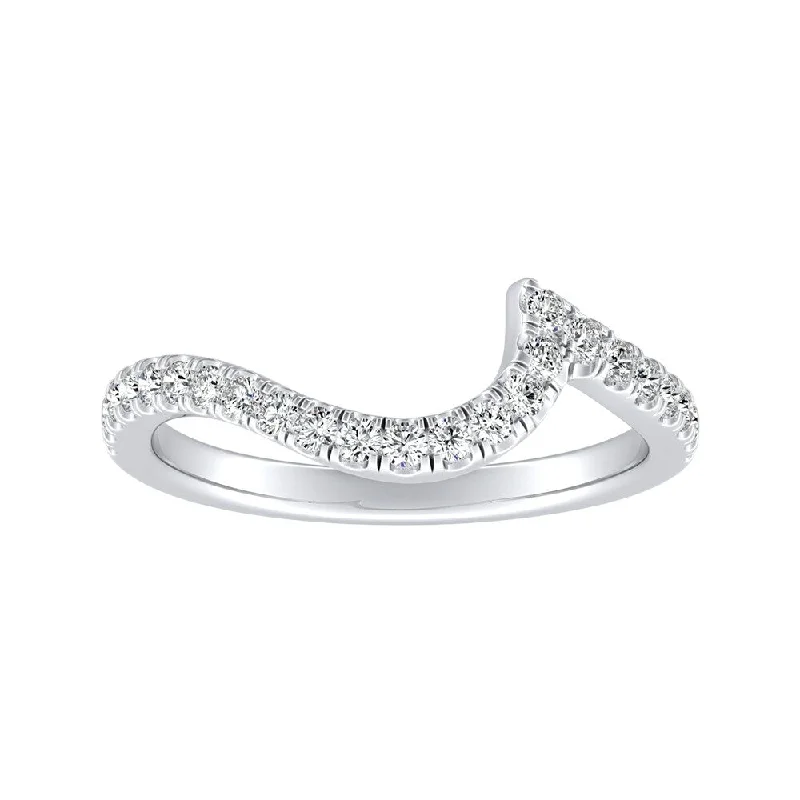 Ragged rim ring-Auriya 1/4ctw Contoured Diamond Wedding Band 14k Gold