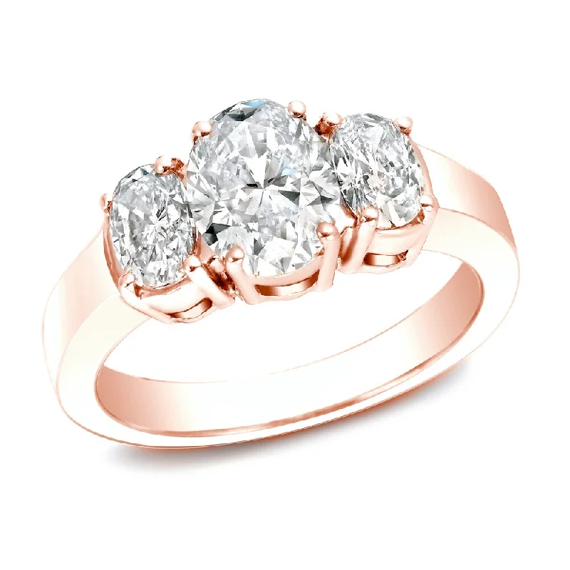 Norse knot ring-Auriya 14k Rose Gold 2 1/3ctw 3-Stone Oval Diamond Engagement Ring (I-J, VS1-VS2)