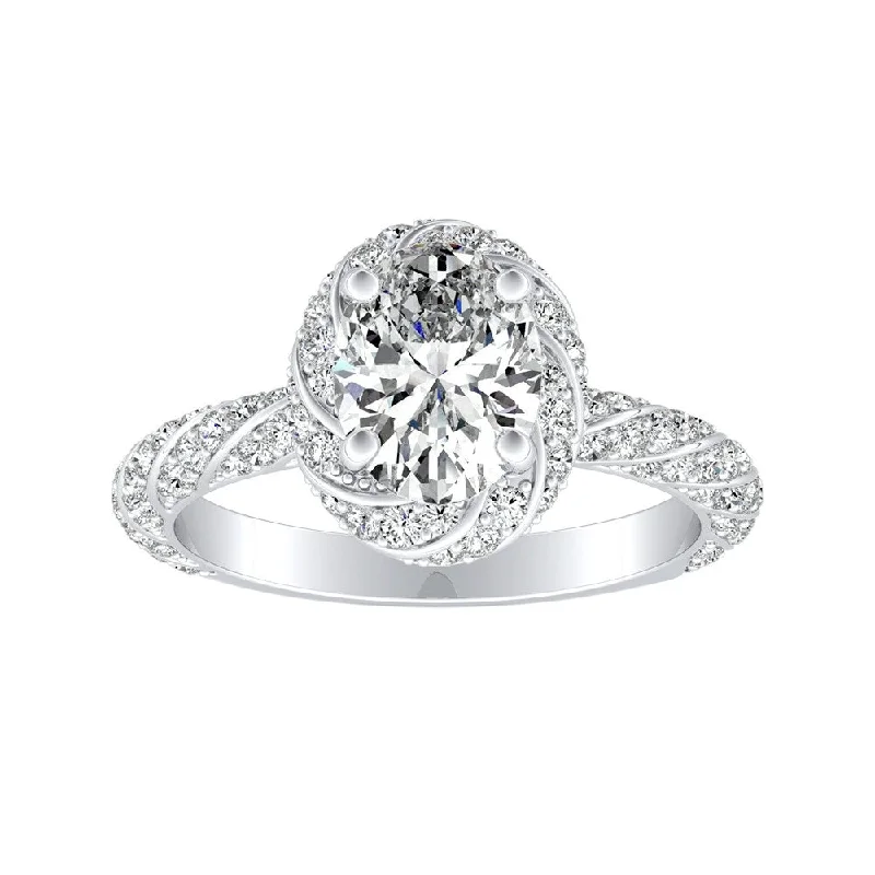 Creeper vine ring-Auriya Platinum 1 1/6ctw Vintage Oval Diamond Engagement Ring (H-I, SI1-SI2)