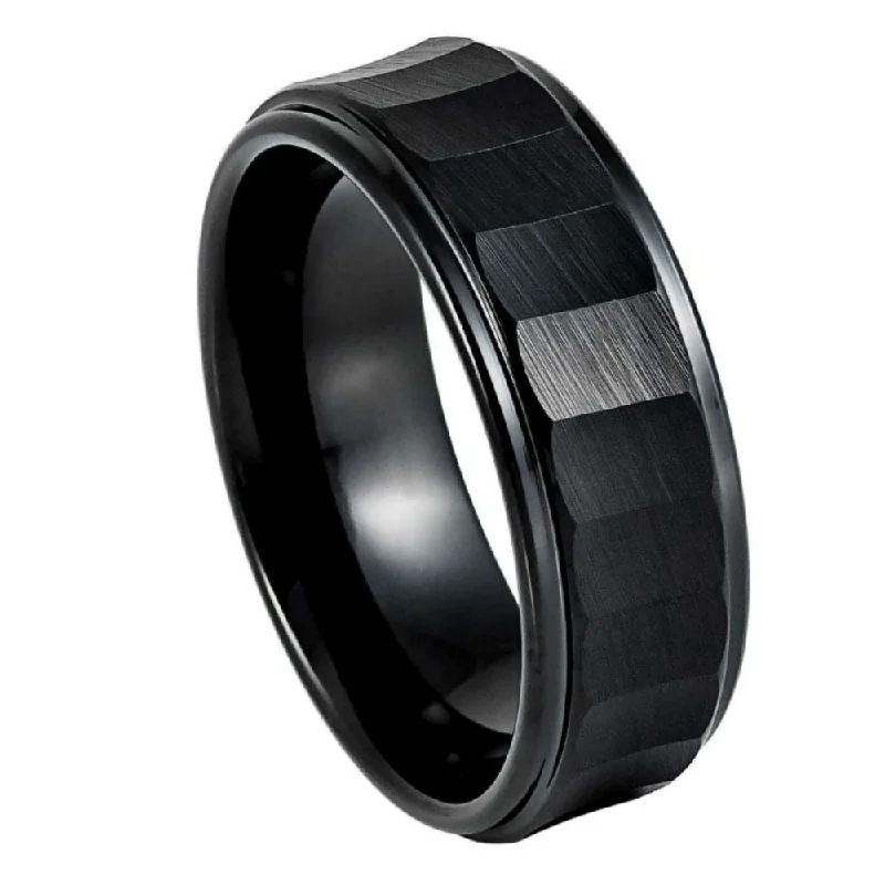 Secret glyph ring-Black IP Plated Black IP Plated Carved Chiseled Tungsten Ring – 8mm