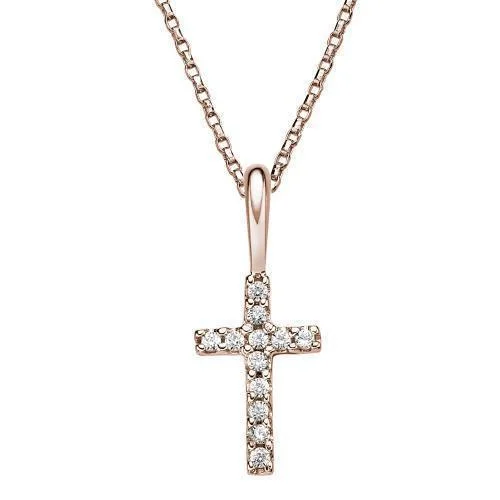 Embossed design necklace-Cross pendant in 10 carat rose gold