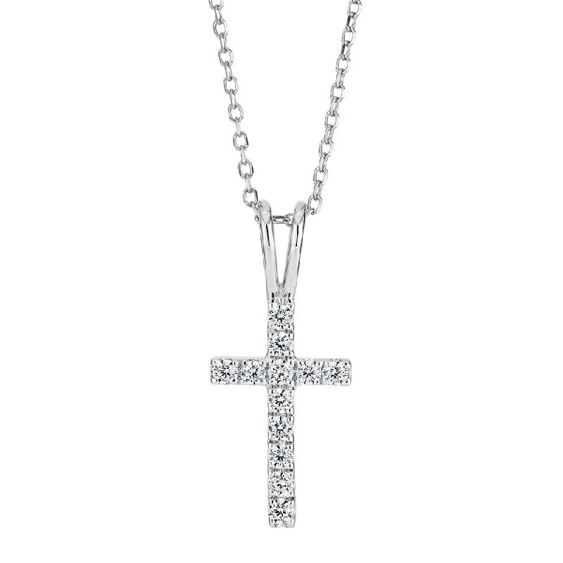 Triple knot necklace-Cross pendant in 10 carat white gold