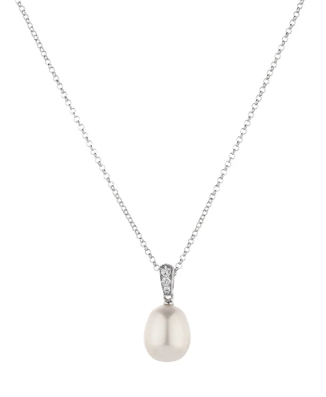 Flex hinge necklace-Cultured freshwater pearl necklace in sterling silver