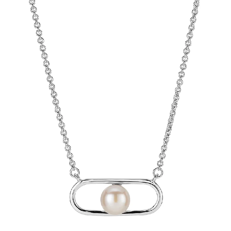 Vintage flair necklace-Cultured freshwater pearl necklace in sterling silver