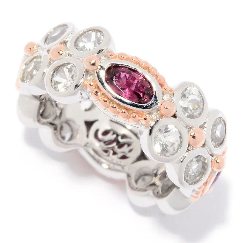 Coir braid ring-Dallas Prince Designs Sterling Silver Oval Cut Gemstone & White Zircon Eternity Band Ring