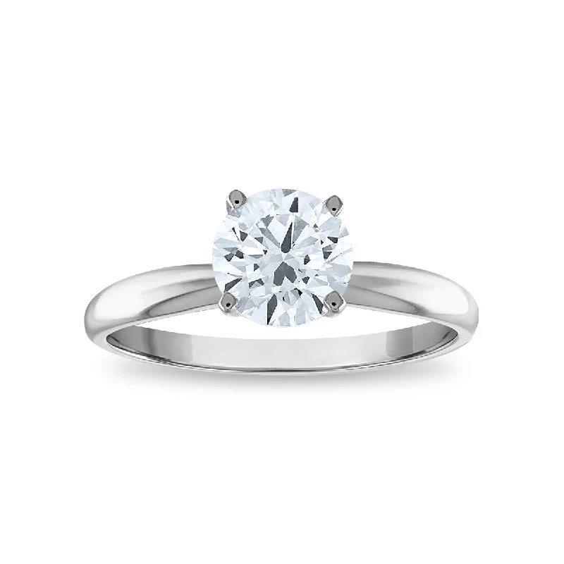 Dotted finish ring-EcoLove 1 CTW Lab Grown Diamond Solitaire Ring in 14KT White Gold