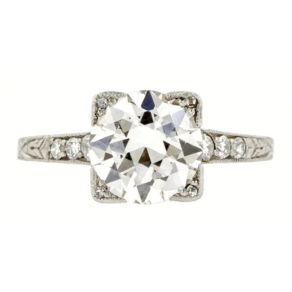 Stellar shine ring-Edwardian Diamond Engagement Ring, Transitional Round Brilliant 2.14ct