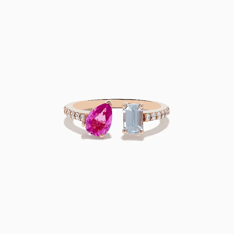 Celtic braid ring-14K Gold Diamond, Pink and White Sapphire Toi Et Moi Ring