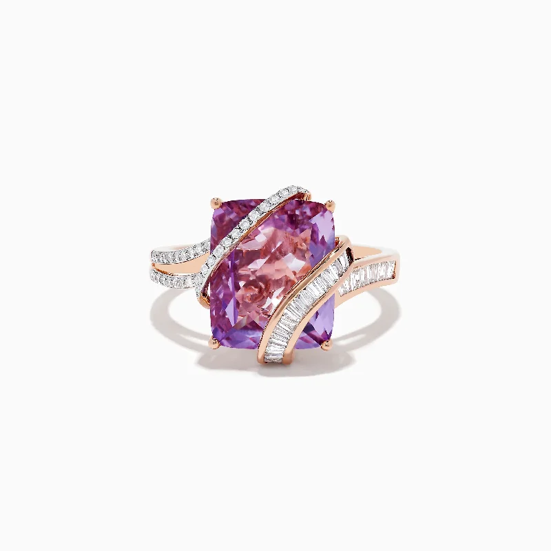 Sealed stone ring-14K Rose Gold Pink Amethyst and Diamond Ring