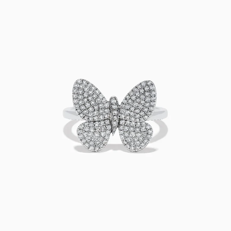 Tidal vortex ring-925 Sterling Silver Diamond Butterfly Ring