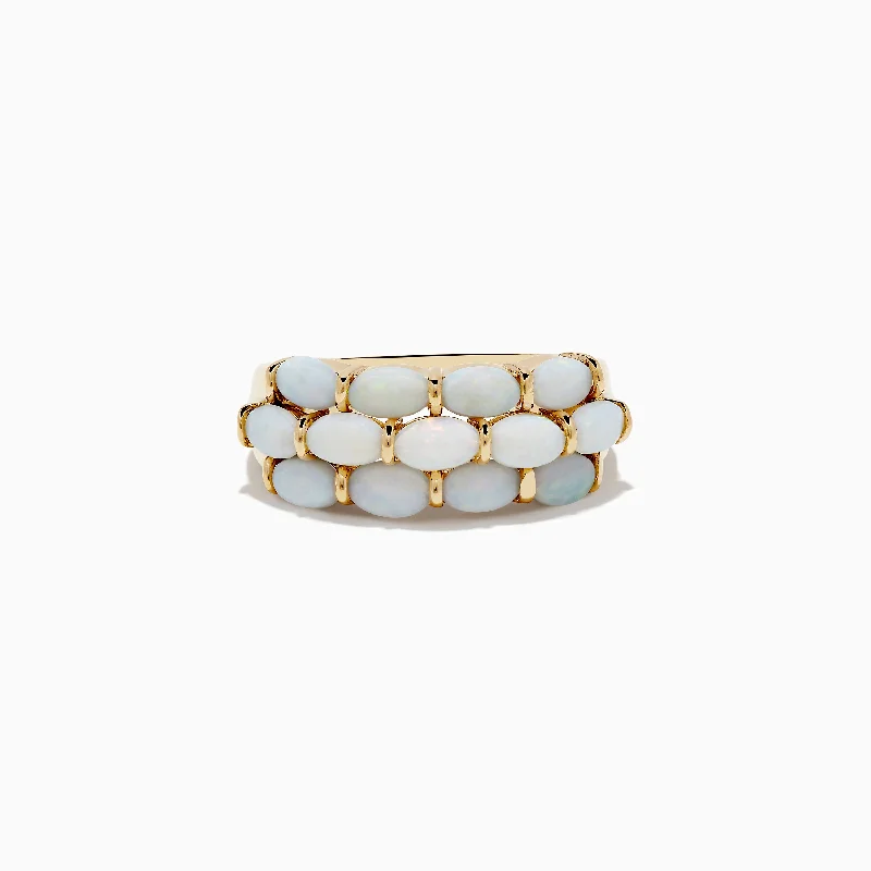 Slit vent ring-Aurora 14K Yellow Gold Opal Ring