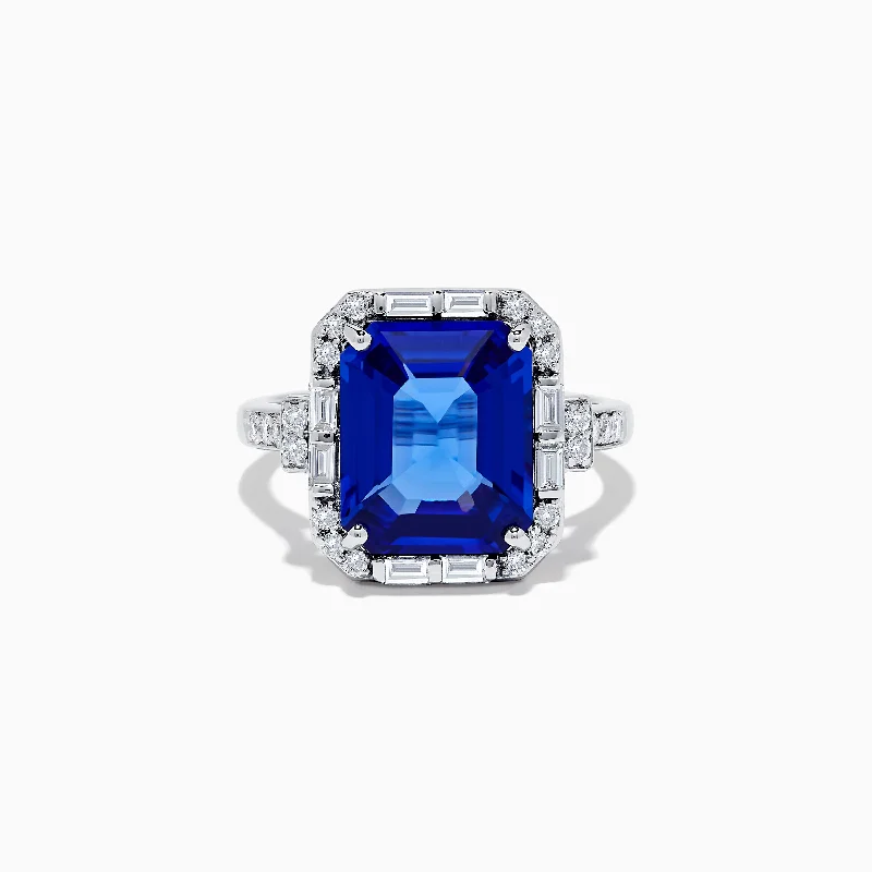 Horn curve ring-Nahla Siri Limited Edition 14K White Gold Tanzanite and Diamond Ring