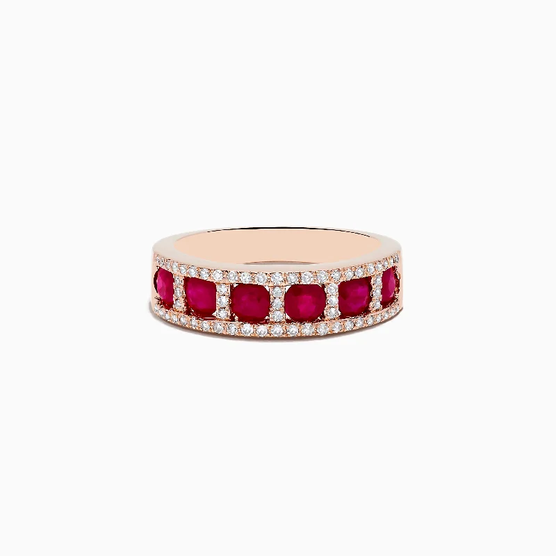 Tartan weave ring-Ruby Royale 14K Rose Gold Ruby and Diamond Band